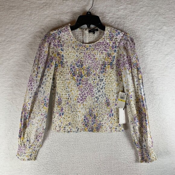 1. State Women's Floral Frenzy Long Sleeve Smocked Peasant Top Size M NWT 9738 - Picture 1 of 9